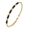 Enamel - 14K Yellow Gold Bujukan Beads Split Bangle Bracelet with Black Enamel
