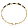 Enamel - 14K Yellow Gold Bujukan Beads Split Bangle Bracelet with Black Enamel