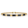 Enamel - 14K Yellow Gold Bujukan Beads Split Bangle Bracelet with Black Enamel