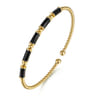 Enamel - 14K Yellow Gold Bujukan Beads Split Bangle Bracelet with Black Enamel