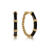 Enamel - 14K Yellow Gold Bujukan Beads and Bar Split Classic Hoop with Black Enamel