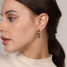 Enamel - 14K Yellow Gold Bujukan Beads and Bar Split Classic Hoop with Black Enamel