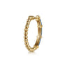Enamel - 14K Yellow Gold Bujukan Beads and Bar Split Classic Hoop with Blue Enamel