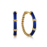 Enamel - 14K Yellow Gold Bujukan Beads and Bar Split Classic Hoop with Chrome Blue Enamel