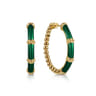 Enamel - 14K Yellow Gold Bujukan Beads and Bar Split Classic Hoop with Chrome Green Enamel