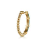 Enamel - 14K Yellow Gold Bujukan Beads and Bar Split Classic Hoop with Chrome Green Enamel