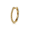 Enamel - 14K Yellow Gold Bujukan Beads and Bar Split Classic Hoop with Dusk Blue Enamel