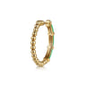 Enamel - 14K Yellow Gold Bujukan Beads and Bar Split Classic Hoop with Emerald Green Enamel