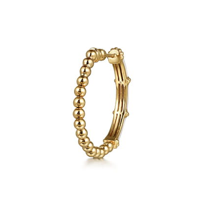 Enamel - 14K Yellow Gold Bujukan Beads and Bar Split Classic Hoop with White Enamel