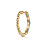 Enamel - 14K Yellow Gold Bujukan Beads and Blue Topaz Classic Hoop Earrings with Black Enamel