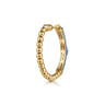 Enamel - 14K Yellow Gold Bujukan Beads and Blue Topaz Classic Hoop Earrings with Blue Enamel