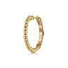 Enamel - 14K Yellow Gold Bujukan Beads and Blue Topaz Classic Hoop Earrings with Chrome Red Enamel