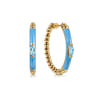 Enamel - 14K Yellow Gold Bujukan Beads and Blue Topaz Classic Hoop Earrings with Dusk Blue Enamel
