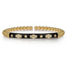 Enamel - 14K Yellow Gold Bujukan Beads and Diamond Split Bangle Bracelet with Black Enamel - 0.22 ct