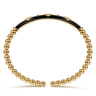 Enamel - 14K Yellow Gold Bujukan Beads and Diamond Split Bangle Bracelet with Black Enamel - 0.22 ct