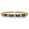 Enamel - 14K Yellow Gold Bujukan Beads and Diamond Split Bangle Bracelet with Black Enamel - 0.22 ct