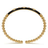 Enamel - 14K Yellow Gold Bujukan Beads and Diamond Split Bangle Bracelet with Black Enamel - 0.22 ct