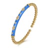 Enamel - 14K Yellow Gold Bujukan Beads and Diamond Split Bangle Bracelet with Blue Enamel