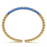 Enamel - 14K Yellow Gold Bujukan Beads and Diamond Split Bangle Bracelet with Blue Enamel