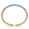 Enamel - 14K Yellow Gold Bujukan Beads and Diamond Split Bangle Bracelet with Dusk Blue Enamel - 0.22 ct