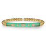 Enamel - 14K Yellow Gold Bujukan Beads and Diamond Split Bangle Bracelet with Mint Green Enamel - 0.22 ct