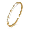 Enamel - 14K Yellow Gold Bujukan Beads and Diamond Split Bangle Bracelet with White Enamel - 0.22 ct