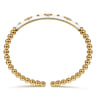Enamel - 14K Yellow Gold Bujukan Beads and Diamond Split Bangle Bracelet with White Enamel - 0.22 ct