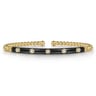 Enamel - 14K Yellow Gold Bujukan Beads and Diamond Split Bangle with Black Enamel - 0.15 ct