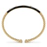 Enamel - 14K Yellow Gold Bujukan Beads and Diamond Split Bangle with Black Enamel - 0.15 ct