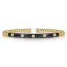 Enamel - 14K Yellow Gold Bujukan Beads and Diamond Split Bangle with Black Enamel - 0.15 ct