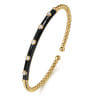 Enamel - 14K Yellow Gold Bujukan Beads and Diamond Split Bangle with Black Enamel - 0.15 ct