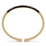 Enamel - 14K Yellow Gold Bujukan Beads and Diamond Split Bangle with Black Enamel - 0.15 ct