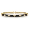 Enamel - 14K Yellow Gold Bujukan Beads and Diamond Split Bangle with Black Enamel - 0.1 ct