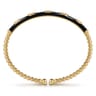 Enamel - 14K Yellow Gold Bujukan Beads and Diamond Split Bangle with Black Enamel - 0.1 ct