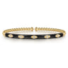 Enamel - 14K Yellow Gold Bujukan Beads and Diamond Split Bangle with Black Enamel - 0.1 ct