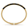 Enamel - 14K Yellow Gold Bujukan Beads and Diamond Split Bangle with Black Enamel - 0.1 ct