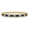 Enamel - 14K Yellow Gold Bujukan Beads and Diamond Split Bangle with Black Enamel - 0.1 ct