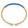 Enamel - 14K Yellow Gold Bujukan Beads and Diamond Split Bangle with Blue Enamel - 0.15 ct