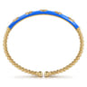 Enamel - 14K Yellow Gold Bujukan Beads and Diamond Split Bangle with Blue Enamel - 0.1 ct
