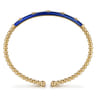 Enamel - 14K Yellow Gold Bujukan Beads and Diamond Split Bangle with Chrome Blue Enamel - 0.15 ct