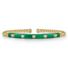 Enamel - 14K Yellow Gold Bujukan Beads and Diamond Split Bangle with Chrome Green Enamel - 0.15 ct