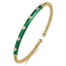 Enamel - 14K Yellow Gold Bujukan Beads and Diamond Split Bangle with Chrome Green Enamel - 0.15 ct