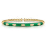 Enamel - 14K Yellow Gold Bujukan Beads and Diamond Split Bangle with Chrome Green Enamel - 0.1 ct