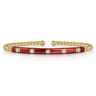 Enamel - 14K Yellow Gold Bujukan Beads and Diamond Split Bangle with Chrome Red Enamel - 0.15 ct