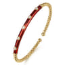 Enamel - 14K Yellow Gold Bujukan Beads and Diamond Split Bangle with Chrome Red Enamel - 0.15 ct