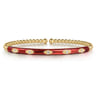 Enamel - 14K Yellow Gold Bujukan Beads and Diamond Split Bangle with Chrome Red Enamel - 0.1 ct