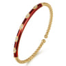 Enamel - 14K Yellow Gold Bujukan Beads and Diamond Split Bangle with Chrome Red Enamel - 0.1 ct