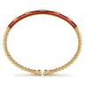 Enamel - 14K Yellow Gold Bujukan Beads and Diamond Split Bangle with Chrome Red Enamel - 0.1 ct