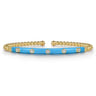 Enamel - 14K Yellow Gold Bujukan Beads and Diamond Split Bangle with Dusk Blue Enamel - 0.15 ct