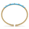Enamel - 14K Yellow Gold Bujukan Beads and Diamond Split Bangle with Dusk Blue Enamel - 0.15 ct